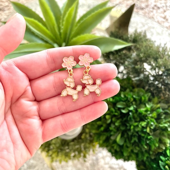 Floral Dog Dangle Earrings - Picture 3 of 4